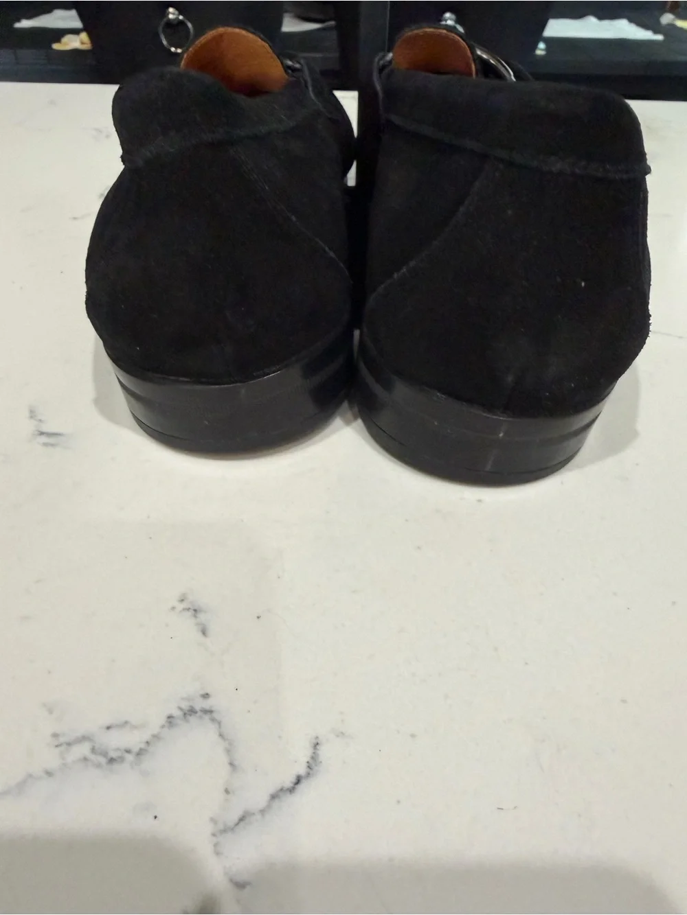 Stacy Adams Black Suede Slip-On Loafers with Silver Bit